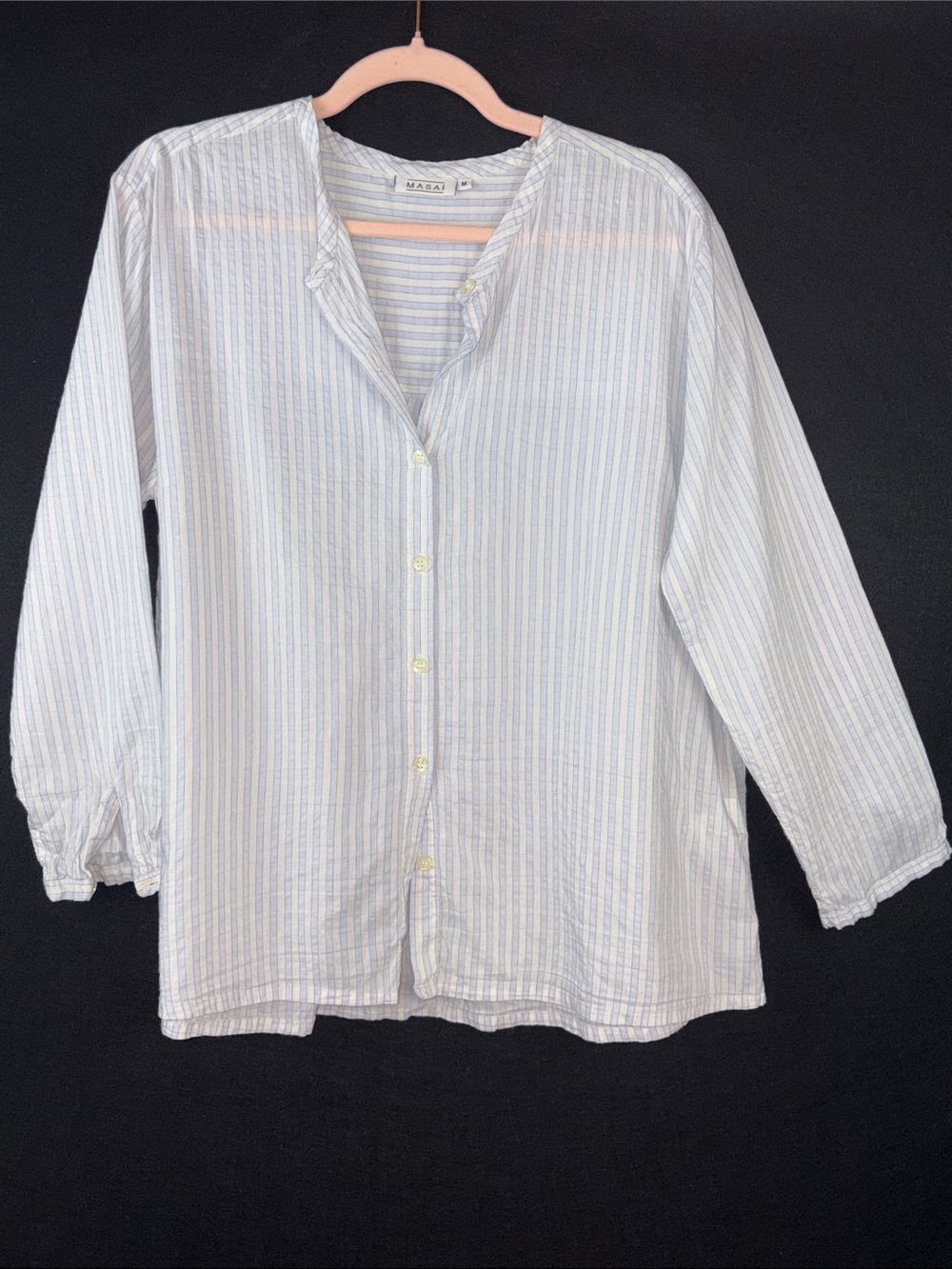 Masai Light Blue & White Striped Lightweight Cotton/Cupro Button-Down Shirt